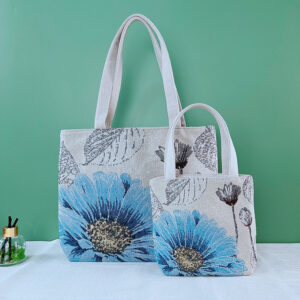 double sided jacquard embroidered canvas handbag shoulder bag leisure art students commuter bag