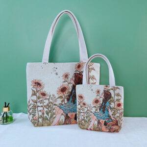 double sided jacquard embroidered canvas handbag shoulder bag leisure art students commuter bag