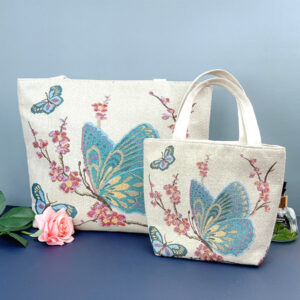 double sided jacquard embroidered canvas handbag shoulder bag leisure art students commuter bag