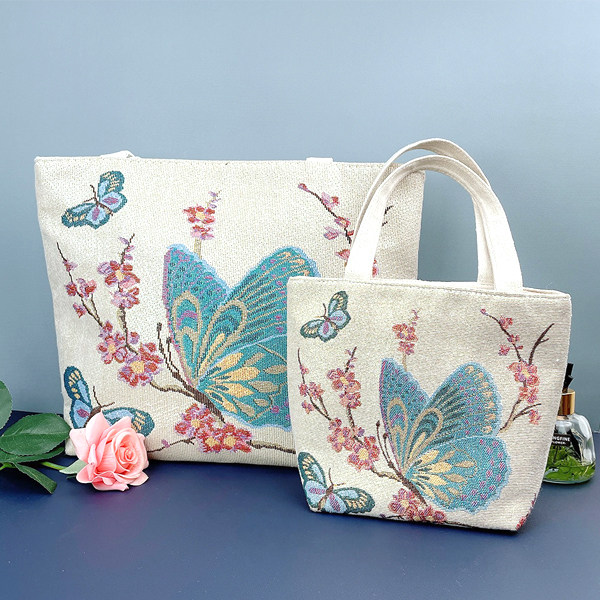 double sided jacquard embroidered canvas handbag shoulder bag leisure art students commuter bag double sided jacquard embroidered canvas handbag shoulder bag leisure art students commuter bag