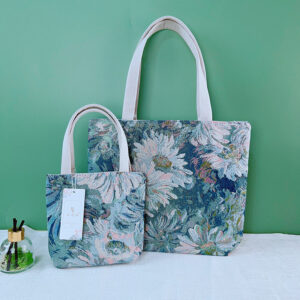 double sided jacquard embroidered canvas handbag shoulder bag leisure art students commuter bag