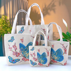 double sided gold jacquard embroidered canvas handbag shoulder bag leisure literature and art students commuting bag.