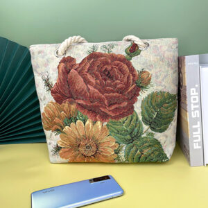 double sided jacquard embroidered canvas handbag shoulder bag leisure art students commuter bag
