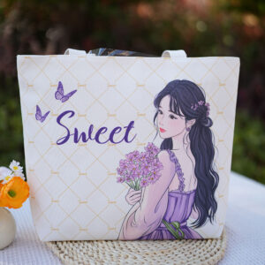 double sided gold jacquard embroidered canvas handbag shoulder bag leisure literature and art students commuting bag.