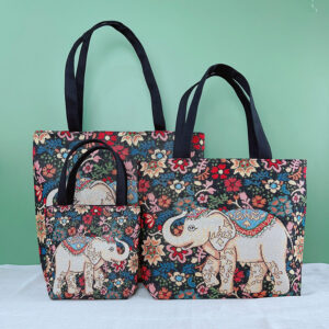 double sided jacquard embroidered canvas handbag shoulder bag leisure art students commuter bag