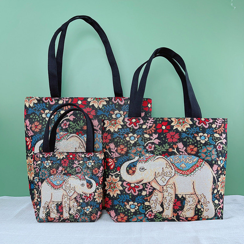 double sided jacquard embroidered canvas handbag shoulder bag leisure art students commuter bag double sided jacquard embroidered canvas handbag shoulder bag leisure art students commuter bag