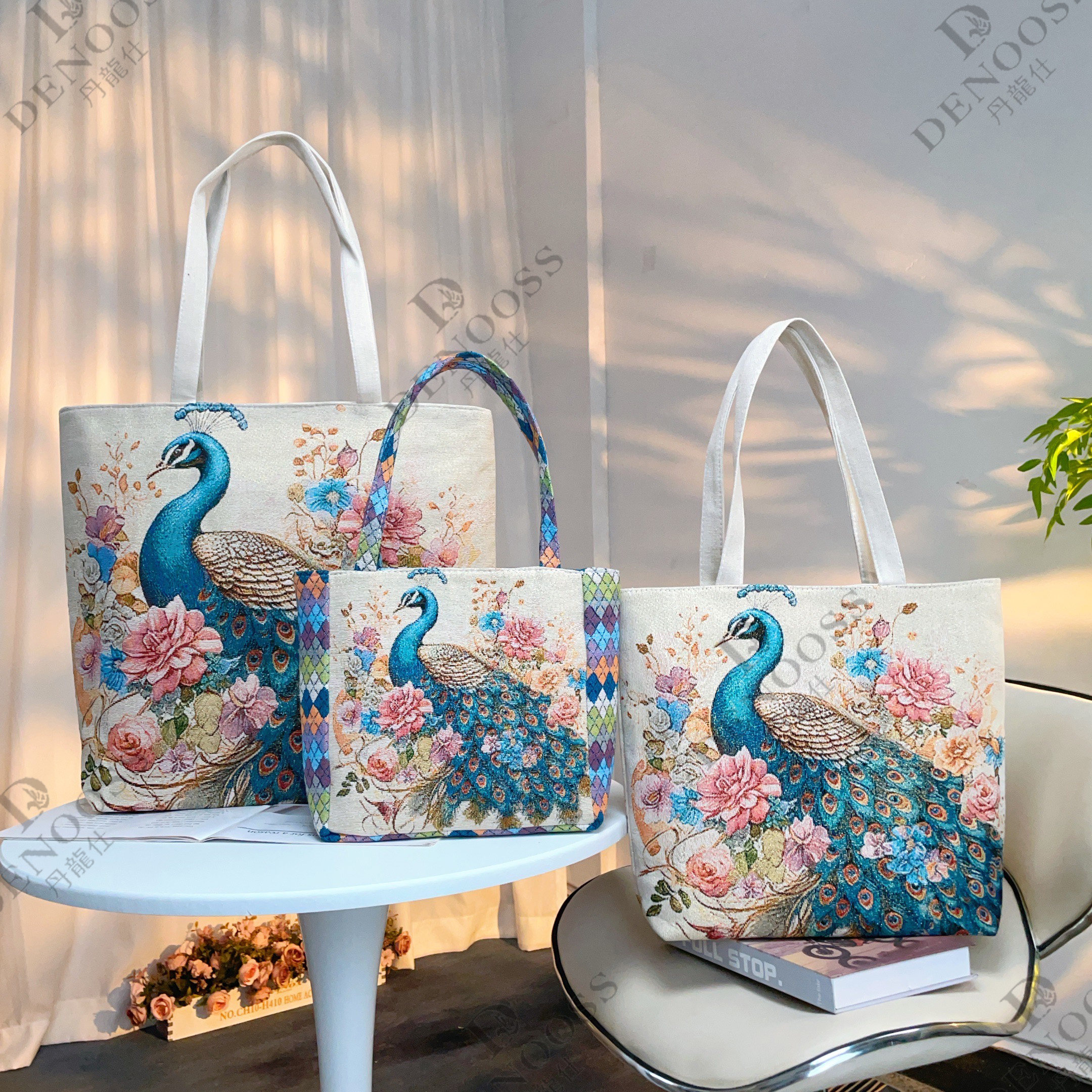 double sided jacquard embroidered canvas handbag shoulder bag leisure art students commuter bag double sided jacquard embroidered canvas handbag shoulder bag leisure art students commuter bag