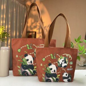 double sided gold jacquard embroidered canvas handbag shoulder bag leisure literature and art students commuting bag.