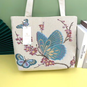 double sided jacquard embroidered canvas handbag shoulder bag leisure art students commuter bag