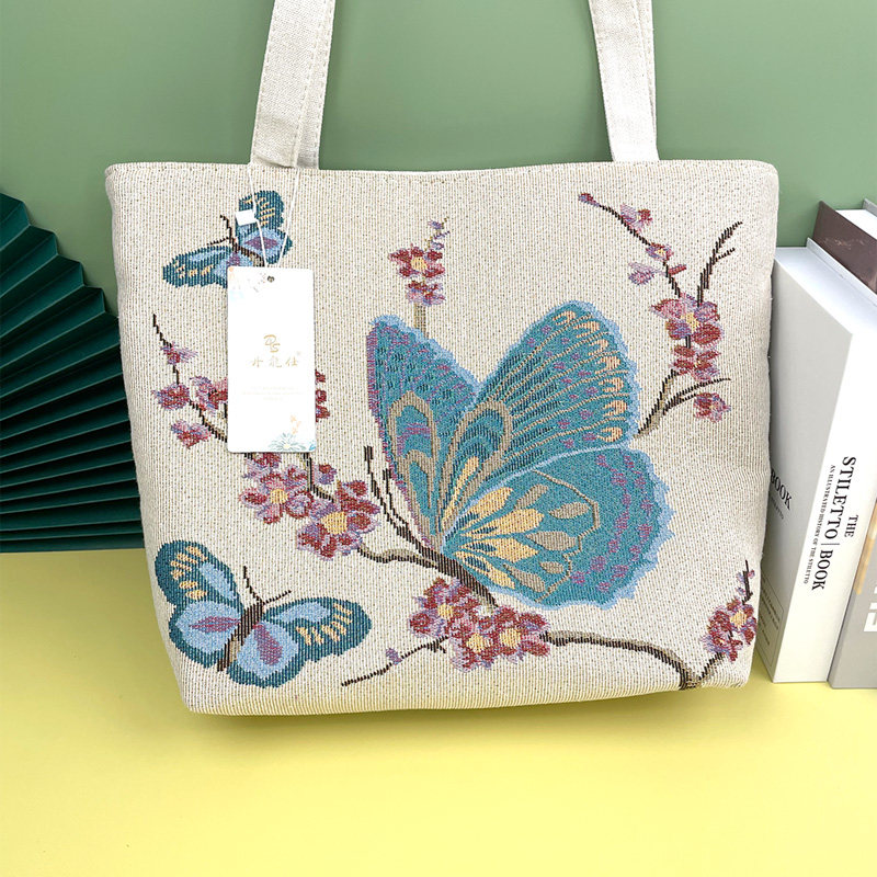 double sided jacquard embroidered canvas handbag shoulder bag leisure art students commuter bag double sided jacquard embroidered canvas handbag shoulder bag leisure art students commuter bag