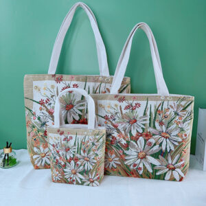 double sided gold jacquard embroidered canvas handbag shoulder bag leisure literature and art students commuting bag.