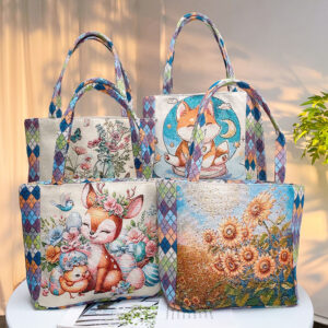 double sided jacquard embroidered canvas handbag shoulder bag leisure art students commuter bag