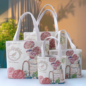 double sided gold jacquard embroidered canvas handbag shoulder bag leisure literature and art students commuting bag.